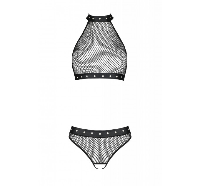 Комплект белья в сеточку с открытым доступом MOONLIGHT SET black S/M - Passion