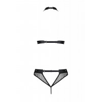 Комплект білизни в сіточку з відкритим доступом MOONLIGHT SET black S/M - Passion