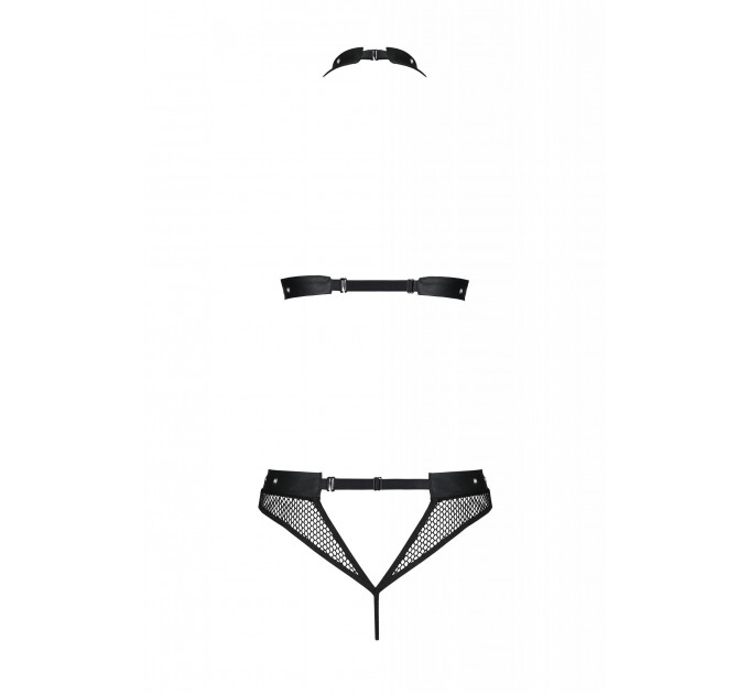 Комплект белья в сеточку с открытым доступом MOONLIGHT SET black S/M - Passion