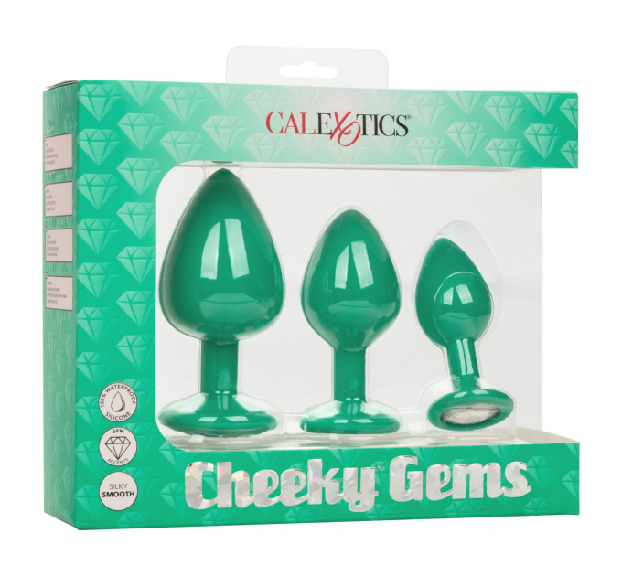 Набор анальных пробок Cheeky Gems 3 размера, зеленые