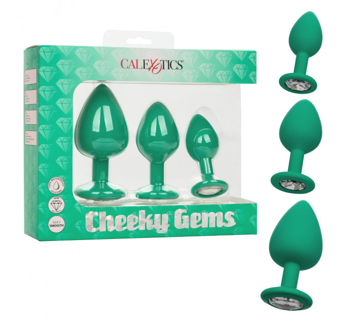 Набор анальных пробок Cheeky Gems 3 размера, зеленые