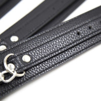 Наручники из экокожи DS Fetish Wrist Restraints черные с серебристой фурнитурой