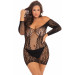 Платье Rene Rofe Lingerie кружевное, с длинными рукавами и открытыми плечами, черный, XL/2XL
