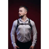 Портупея чоловіча One Size Р20 на груди, натуральна шкіра, чорна