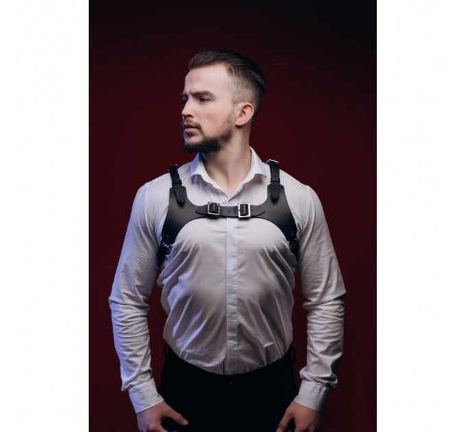 Портупея чоловіча One Size Р20 на груди, натуральна шкіра, чорна