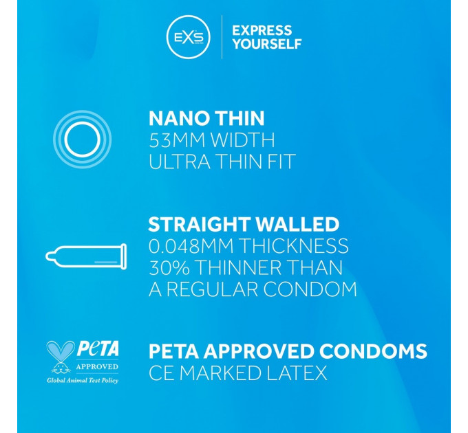 Презервативи ультратонкі EXS Nano Thin латексні (ціна за упаковку, 3 шт.)