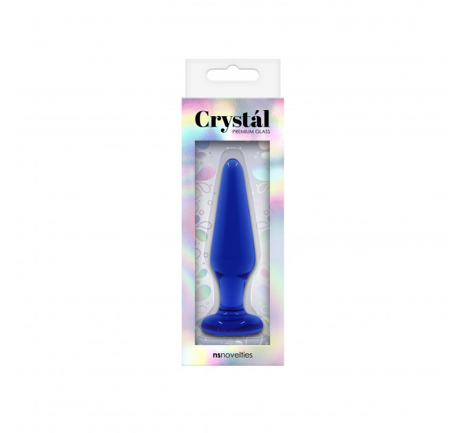 Стеклянная анальная пробка CRYSTAL TAPERED GLASS PLUG MEDIUM BLUE