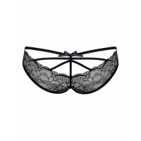 Трусики с декоративными стрепами по попе и бантиком Obsessive Frivolla черный, L/XL