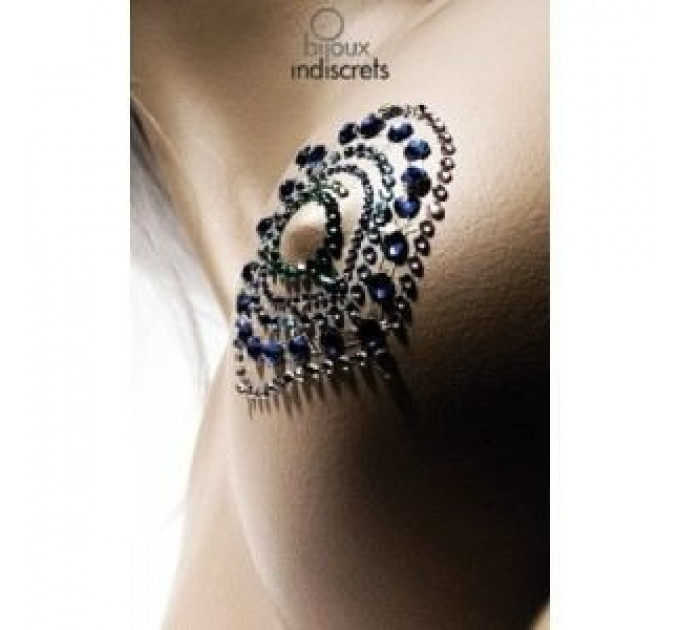 Прикраси для грудей та бікіні зі стразами Bijoux Indiscrets Flamboyant смарагдово-блакитний
