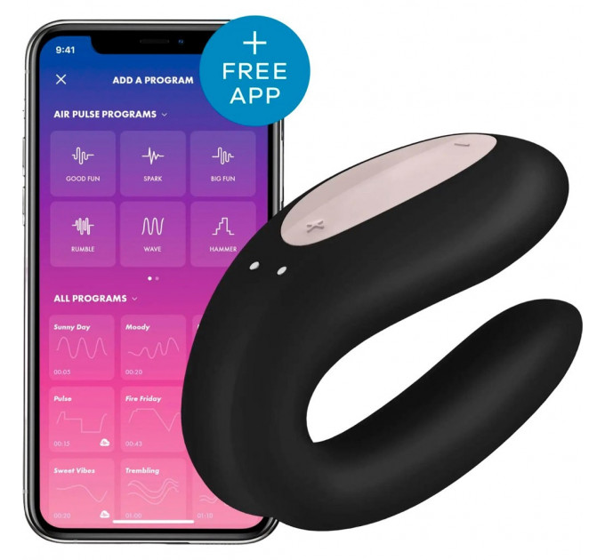Вибромассажер для пар Satisfyer Double Joy, черный