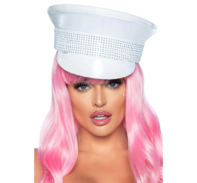 Военная шляпа со стразами One Size Rhinestone Trimmed Military Hat от Leg Avenue, белая