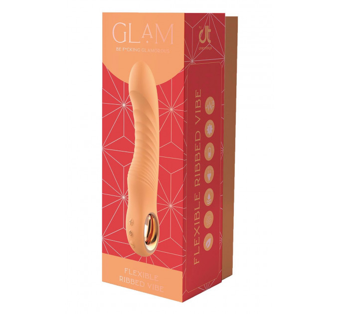 Вибратор ребристый Dream Toys Glam Flexible Ribbed Vibe, оранжевый