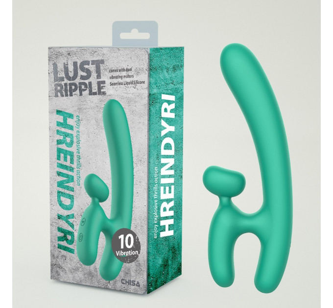 Вибратор в форме буквы "Н" со стимуляцией клитора Chisa Lust Ripple Hreindyri, зеленый