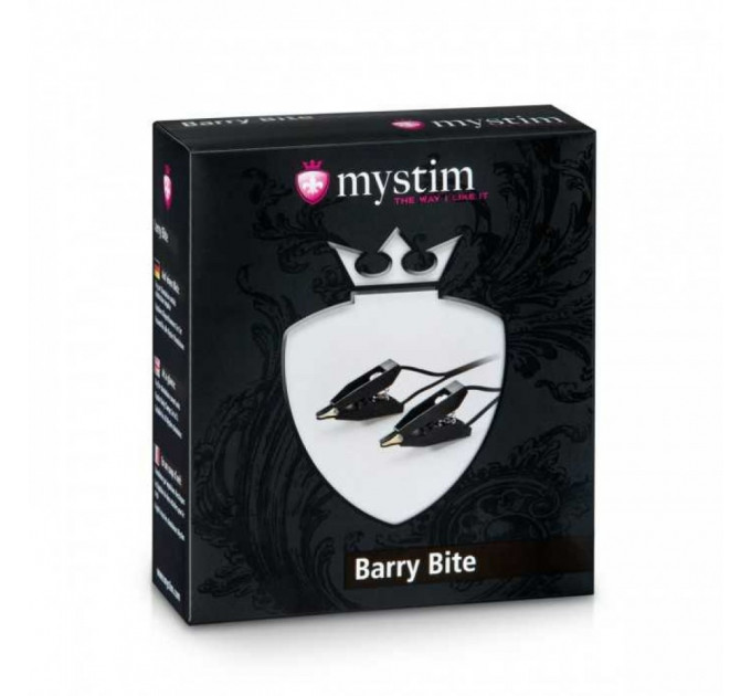 Зажимы для сосков с электростимуляцией Mystim, черные, 4 см