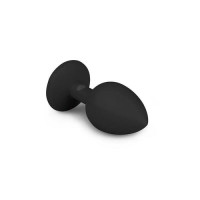 Анальна пробка із кристалом Easytoys, силіконова, чорна, 7.5 х 2.8 см.