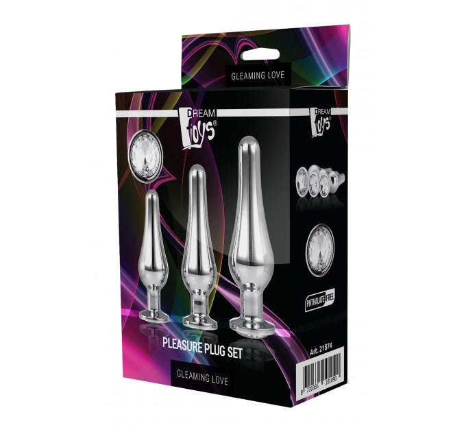 Набор анальных пробок конической формы Dream Toys GLEAMING LOVE PLEASURE SET SILVER