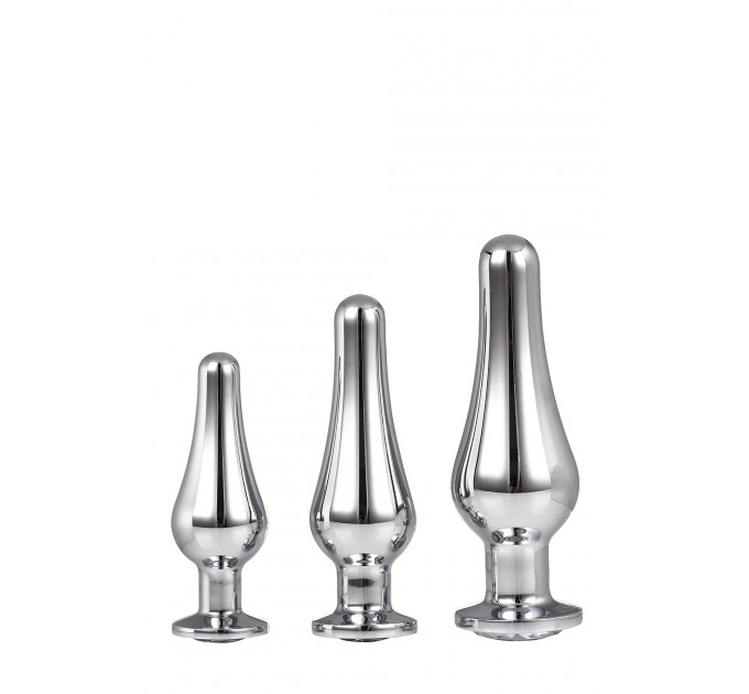 Набор анальных пробок конической формы Dream Toys GLEAMING LOVE PLEASURE SET SILVER