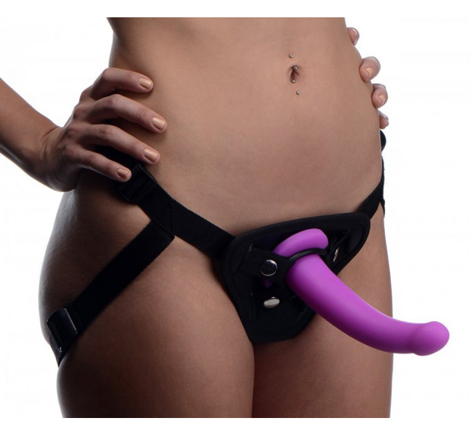 Страпон з кільцевим кріпленням Navigator Silicone G-Spot Dildo фіолетовий