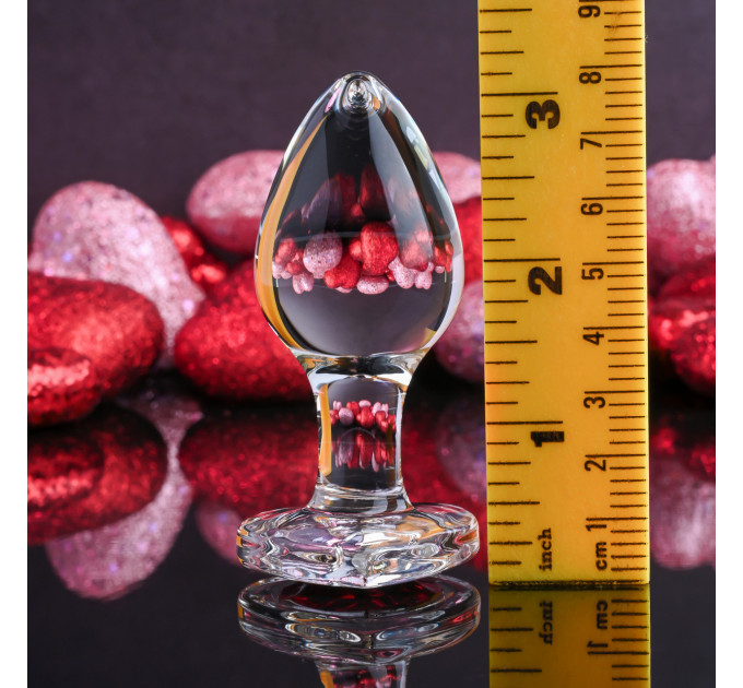 Анальна пробка скляна M ADAM ET EVE RED HEART GEM GLASS PLUG MEDIUM