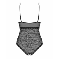 Боді Obsessive 818-TED-1 чорний з вишивкою S/M