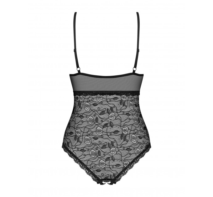 Боди Obsessive 818-TED-1 черный с вышивкой S/M