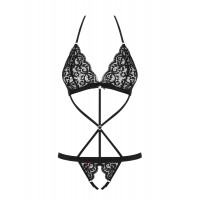 Боді Obsessive Black Pepper, мереживне, з відкритим доступом, чорне, S/M