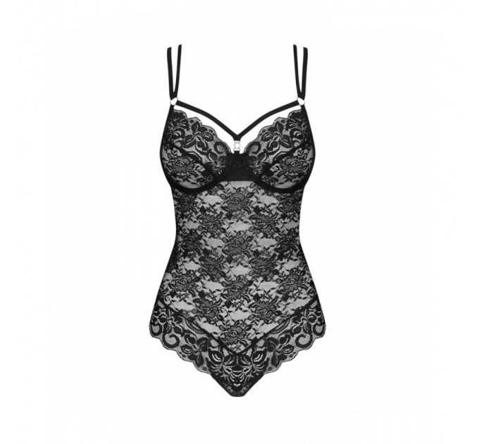 Боди c чашечками на косточках Obsessive 860-TED - 1, черный, L/XL