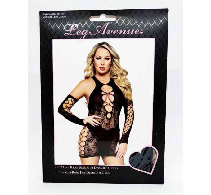 Черное мини-платье Leg Avenue Lace Racer