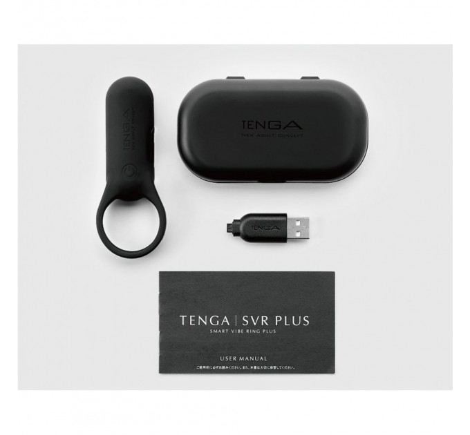 Кільце ерекційне з вібрацією SVR Plus Tenga, силіконове, чорне, 9.7 х 3.8 см