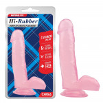 Фаллоимитатор розовый Chisa Hi-Rubber 7.0 с яичками на присоске