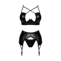 Комплект латексний з поясом для панчох Obsessive Norides 3-pcs set XS/S