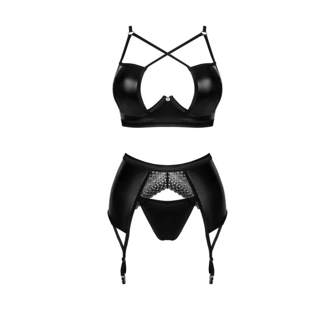Комплект латексный с поясом для чулков Obsessive Norides 3-pcs set XS/S