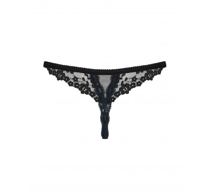 Кружевные трусики с доступом Letica crotchless thong black L/XL - MINI