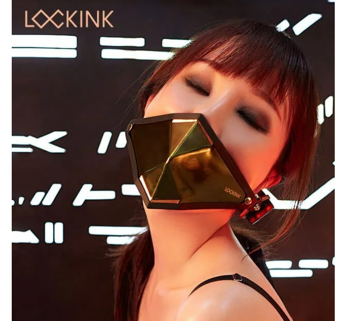 Маска кляп киберпанк золотистая Lockink
