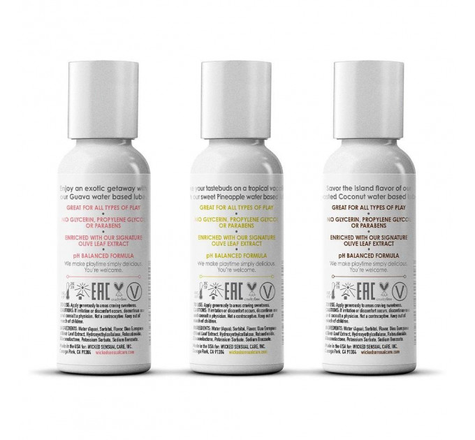 Набор ароматизированных лубрикантов Wicked Simply Tropical Trio Kit, 3 шт.