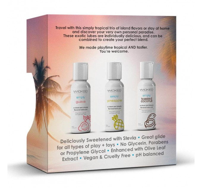 Набор ароматизированных лубрикантов Wicked Simply Tropical Trio Kit, 3 шт.