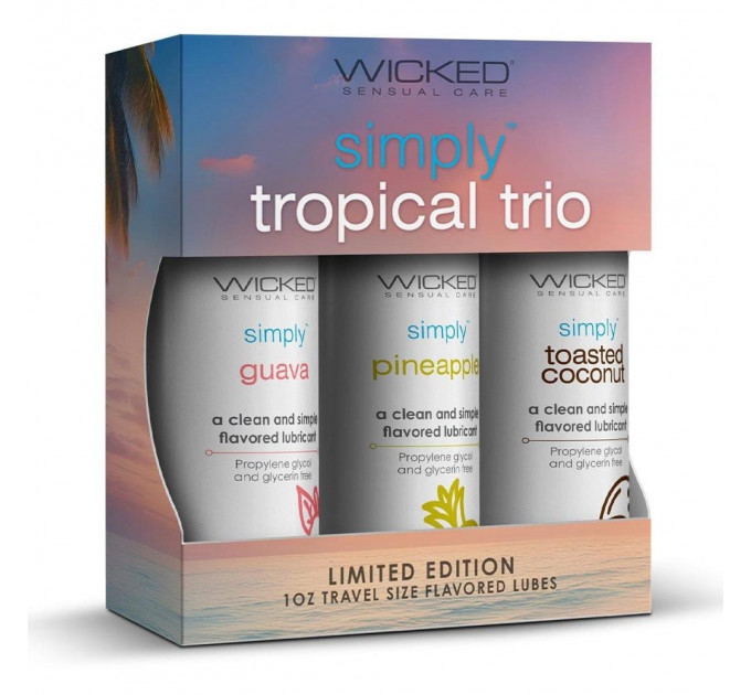 Набор ароматизированных лубрикантов Wicked Simply Tropical Trio Kit, 3 шт.