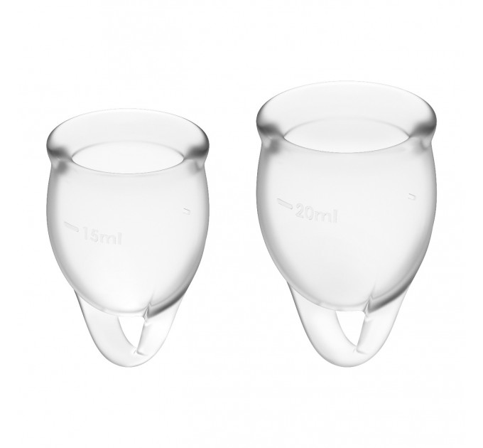 Набор менструальных чаш Satisfyer Feel Confident Menstrual Cup 15 мл и 20 мл, прозрачные