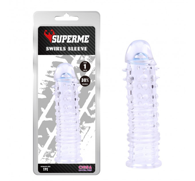 Насадка на пеніс рельєфна Chisa SuperMe Swirls Sleeve з закритою головкою