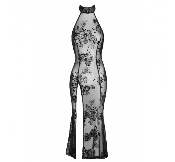 Платье длинное сексуальное с узорами L F239 Noir Handmade, черное
