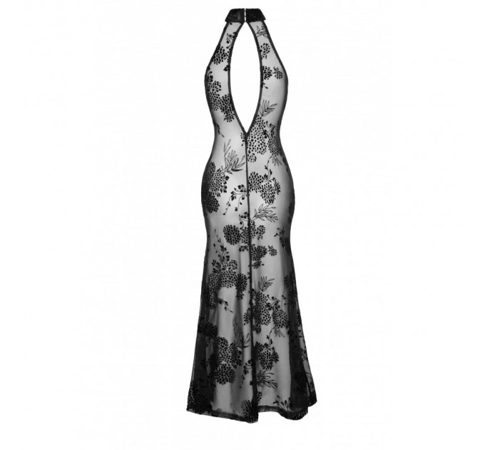 Платье длинное сексуальное с узорами L F239 Noir Handmade, черное