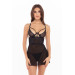 Прозрачный пеньюар с трусиками 2PC BONDAGE STRAPPING CHEMISE SET BLACK, S/M