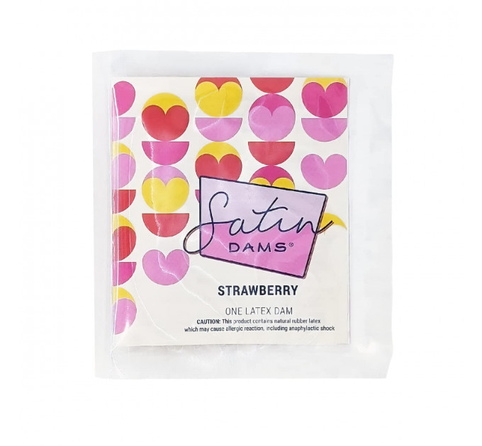 Салфетка латексная для орального секса One Strawberry Satin Latex Dams со вкусом клубники, 1 шт.