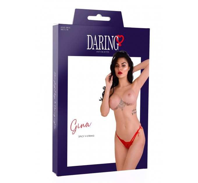 Трусики стринги кружевные Daring Intimates Gina, красный, S/M