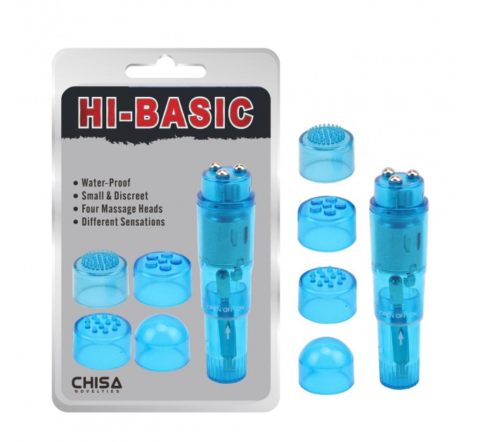 Вибратор клиторальный с насадками Chisa Hi-Basic, голубой