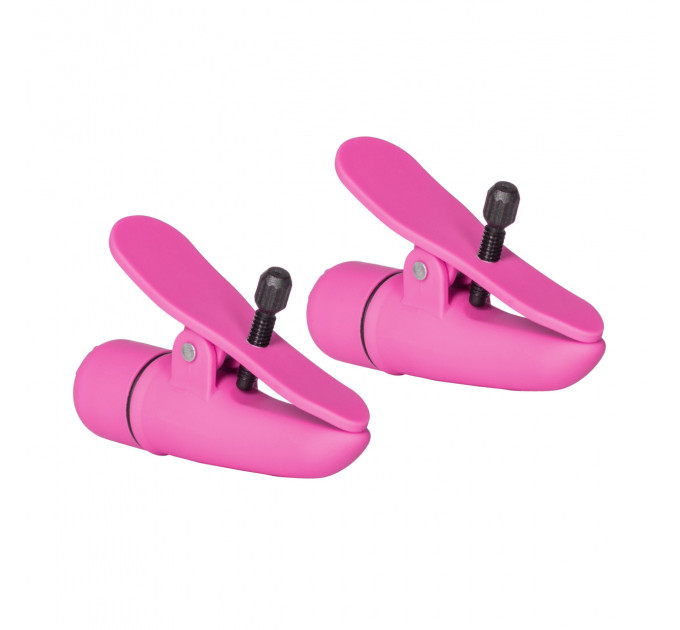 Зажимы на соски с вибрацией California Exotic Novelties, розовые, 7 см