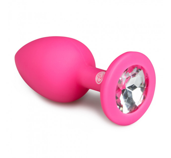 Анальна пробка із кристалом Easytoys, силіконова, рожева, 7.5 х 2.8 см.