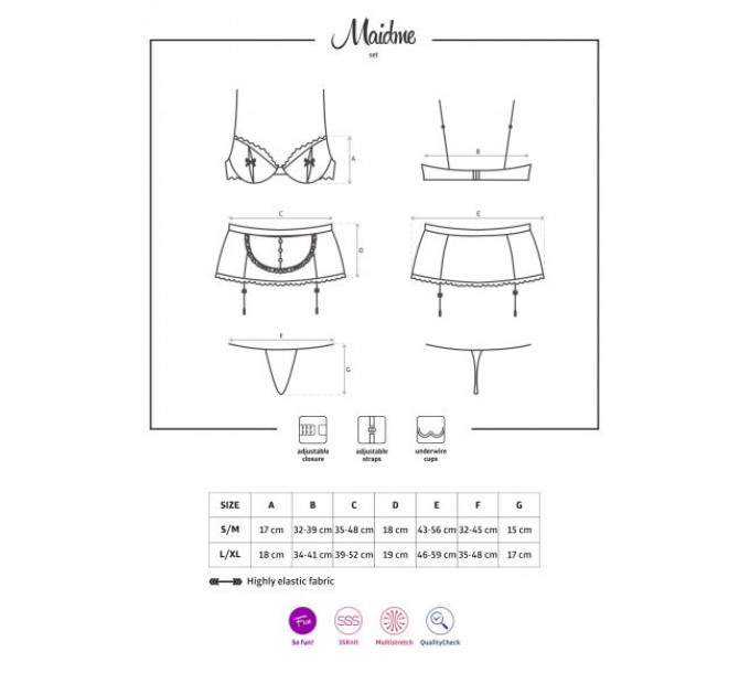 Костюм горничной черно-белый Obsessive MAIDME Set 5 S/M