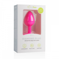 Анальна пробка із кристалом Easytoys, силіконова, рожева, 7.5 х 2.8 см.