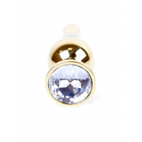 Анальний плаг з каменем Plug-Jewellery Gold BUTT PLUG- Clear